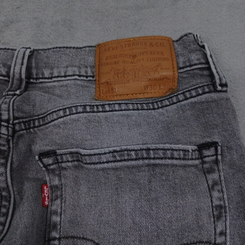 Levis‎ 514 Jeans Mens 30x30 Gray Denim Premium Modern Distressed Casual